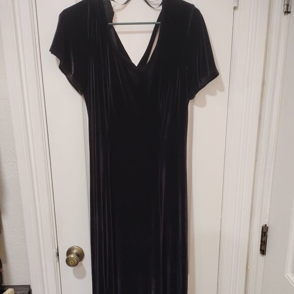 Vintage-Style Velvet Column Dress | Blackberry Purple | Strappy Back | Size 10 - Picture 1 of 8